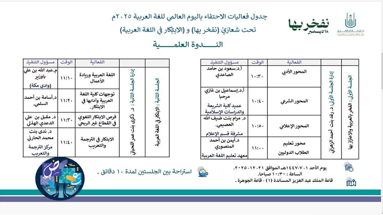 فعاليات الاحتفاء باليوم العالمي للغة العربية 2025.