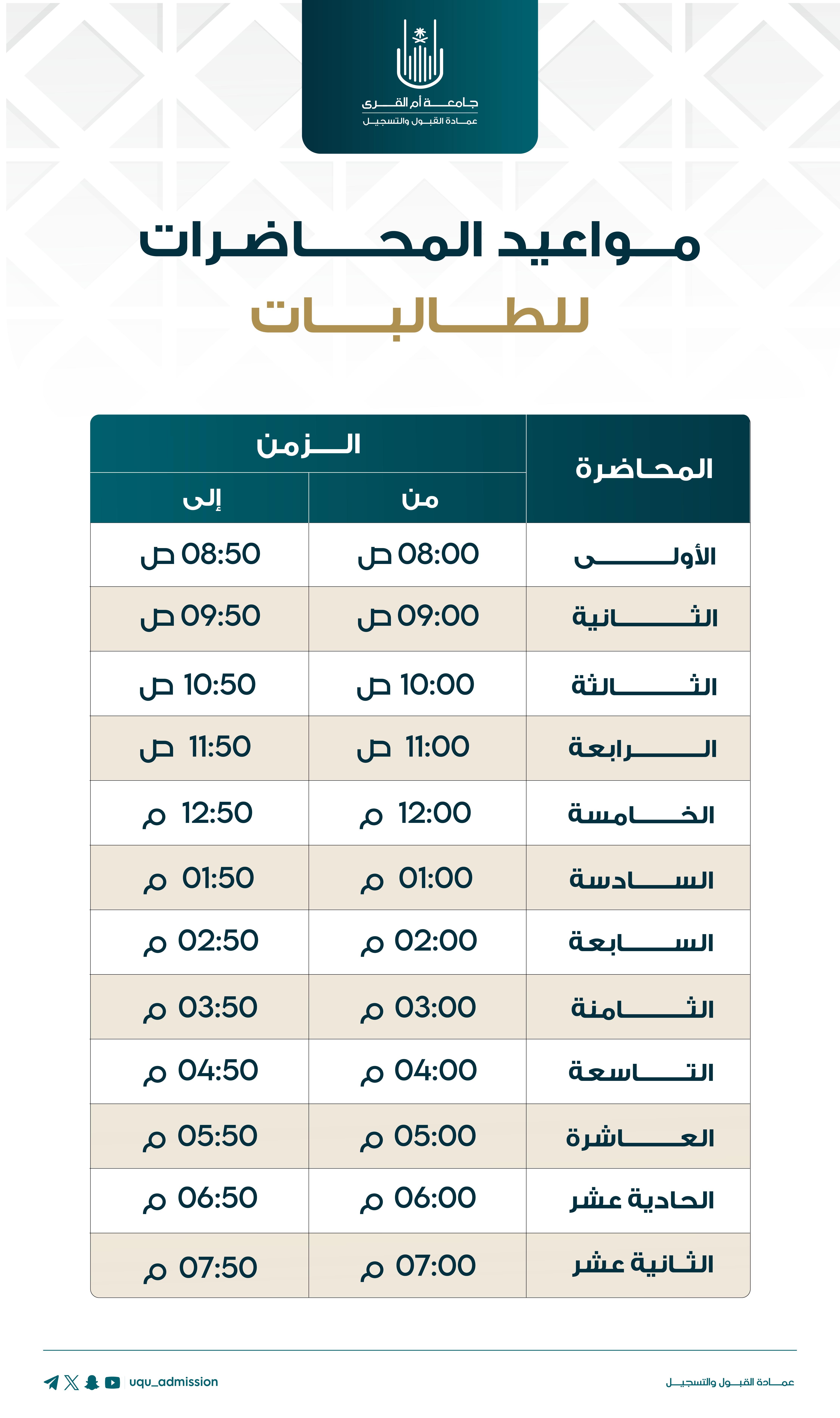 مواعيد المحاضرات-01 مواعيد المحاضرات-01