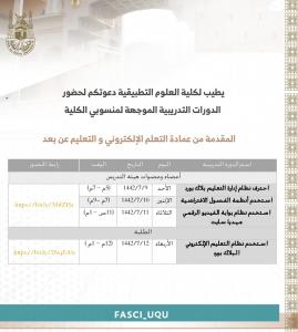 An Invitation for the Staff Members of the College of Applied Sciences to Attend Training Courses on Learning Systems