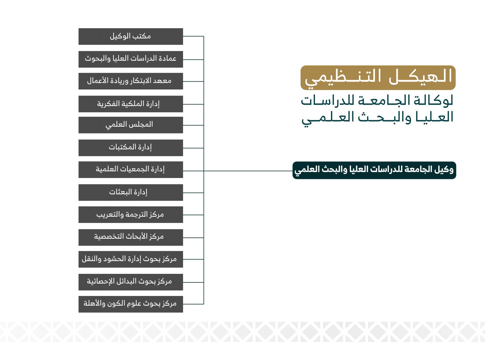 الهيكل التنظيمي لوكالة الجامعة للدراسات العليا والبحث العلمي