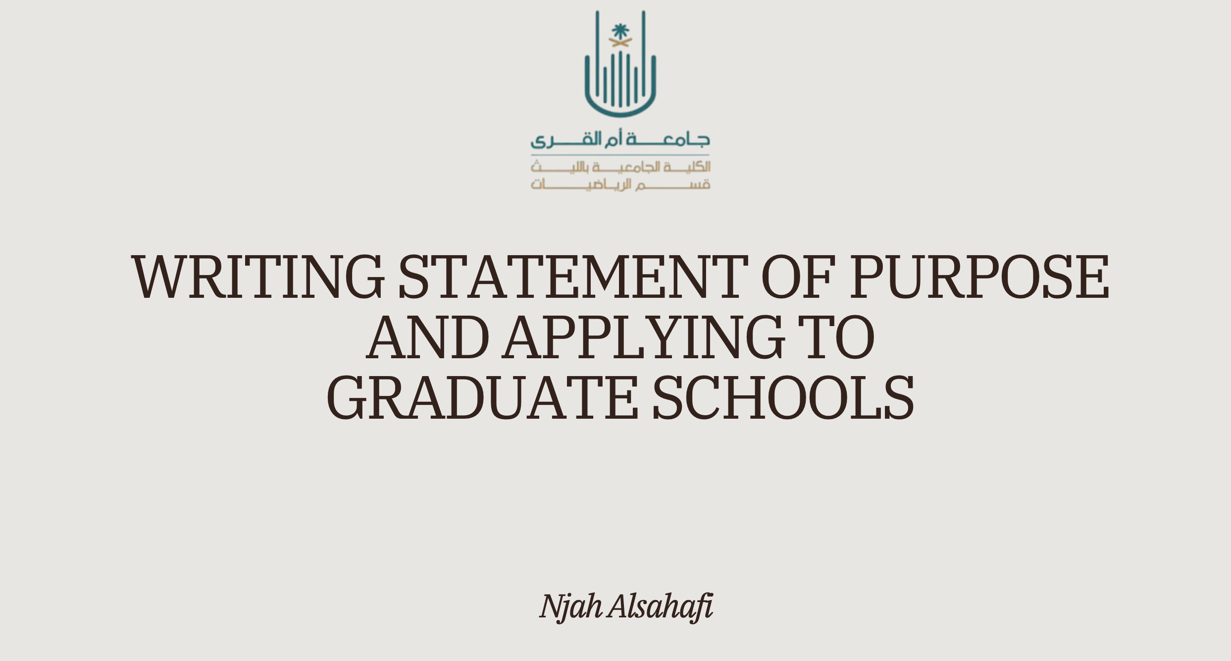 Writing Statement of Purpose and Applying to Graduate Schools