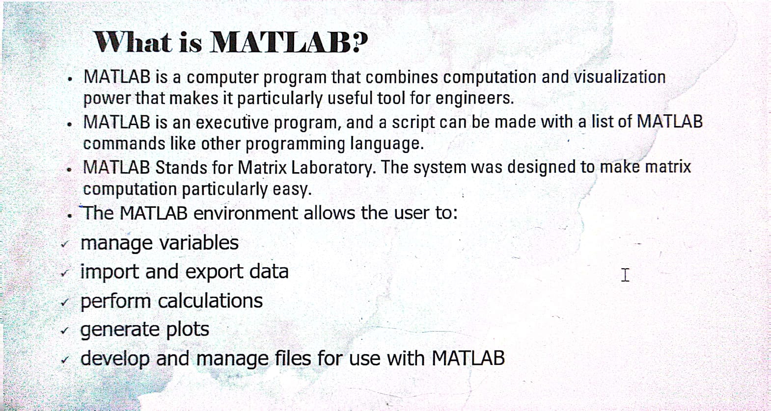 مقدمة في برنامج MTLAB
