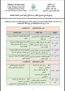 فعاليات برنامج الاسبوع التعريفي لتهيئة الطلبة المستجدين والمستجدات بكلية الطب بالقنفذة