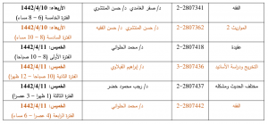 جدول الاختبارات البديلة لقسم الدراسات الإسلامية